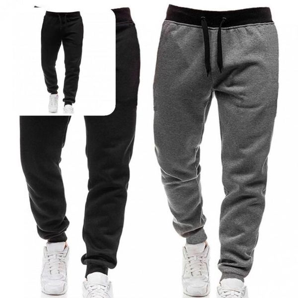 

men's pants bottoms thicken warm trousers male elastic waist for sports, Black