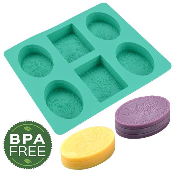 

craft tools 6 cavity rectangle oval silicone soap mold handmade making for home bathroom forms