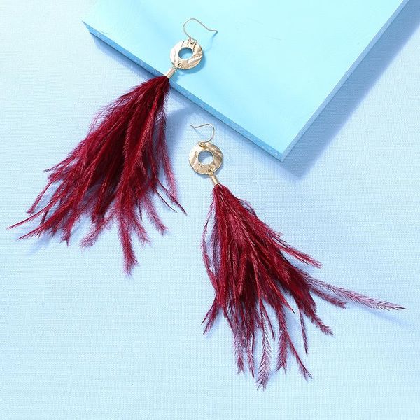 

dangle & chandelier elegance11 vintage feather earrings long red tassel christmas for women kawaii, Silver