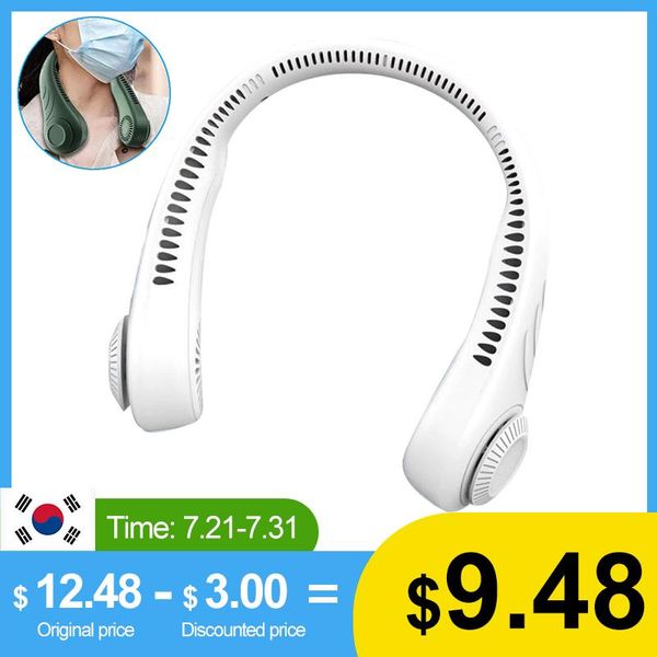 

electric fans neck fan silent sports mini leafless outdoor portable 360 degree lazy neckband 78 surround air outlets usb rechargeable