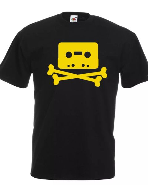 

t-shirt tape skull bones tape years 90 skull black white vintage rock, White;black