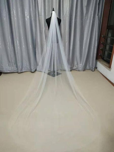 

bridal veils veil po ultra-long tail wedding headdress super fairy plain yarn travel shoot simple double layer, Black