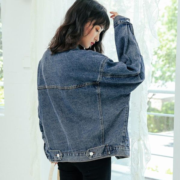 

women's jackets korean profile denim jacket women vintage blue oversized female coat loose harajuke streetwear frayed, Black;brown