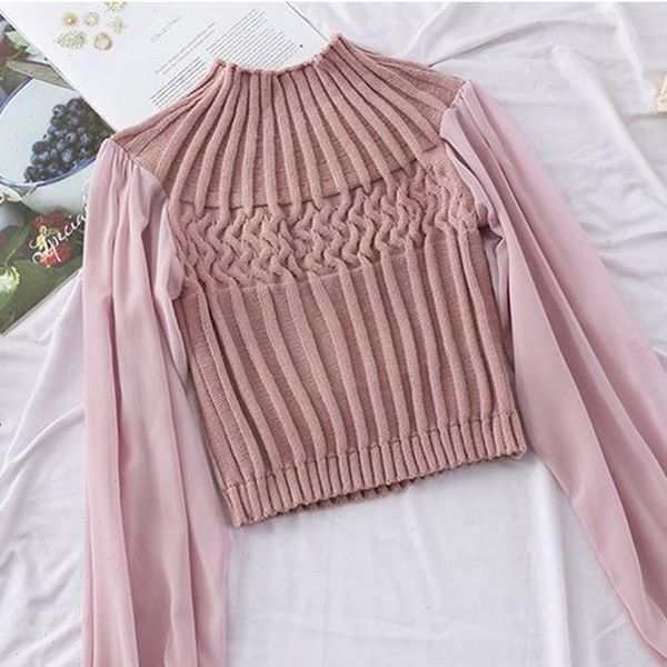 

womens shirts arrival ladies knit stitching lantern sleeve blouse pullover female women fashion clothes, White