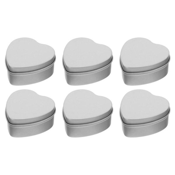 

watering equipments 6pcs diy candle tins heart-shaped jars making supplies silver