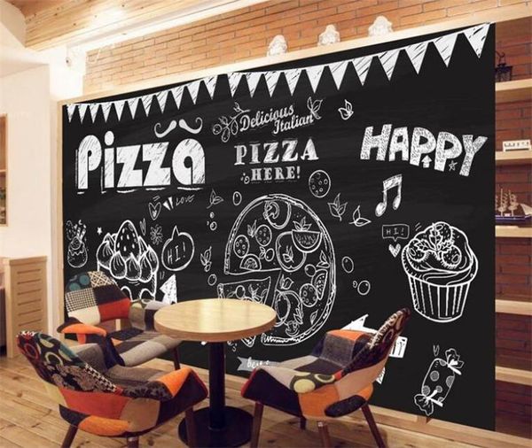

wallpapers custom 3d wallpaper mural hand drawn pizza cake coffee shop decoration wall paper papel pintado pared
