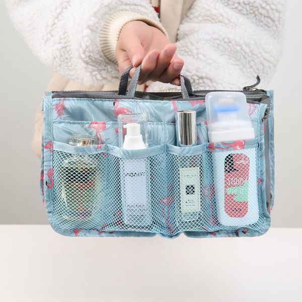 

storage bags travel make up bag handbag liner organizer insert women's toiletry kits ladies double zippe color cosmetic