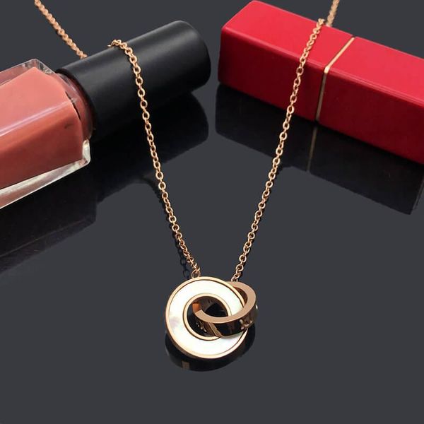 

chains roman number stainless steel shell crystal necklace women fashion inlaid zircon pendant choker clavicle charm link chain jewelry, Silver