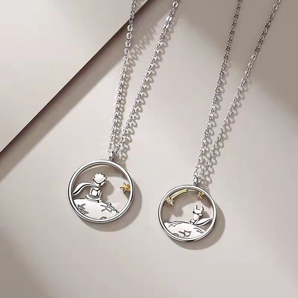 Маленький принц и лис ожерелье цепи пары кулон творческий серебряный сталь ювелирные изделия подарок подарок свадебные аксессуары
