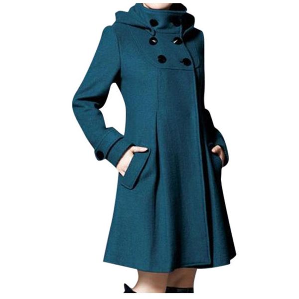 

women's clothing fashion coat winter hooded solid double-breasted pockets women jacket jackets, Black;brown