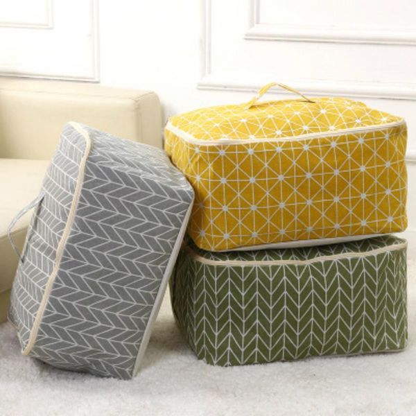 

clothing & wardrobe storage cotton linen portable quilt bags luggage home organizer washable clothes toys