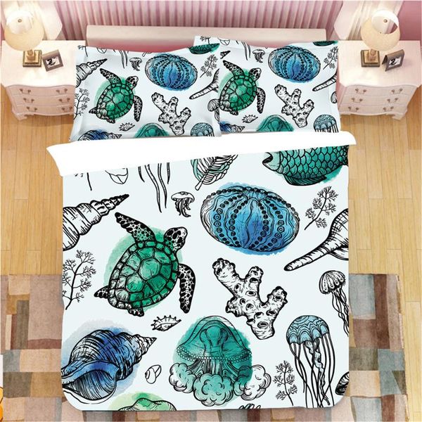 

bedding sets 3d set ocean duvet cover sea animal bed linen kids teens home textile marine life bedclothes blue whale