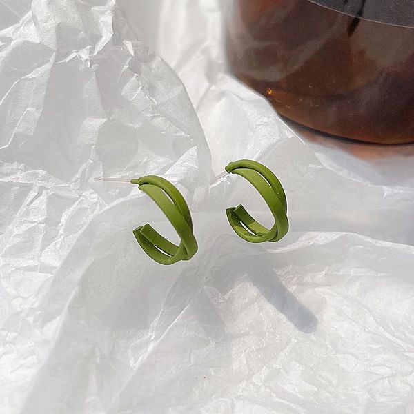 

stud simple geometric green circle earrings elegant ladies wedding engagement jewelry fashion party accessories, Golden;silver
