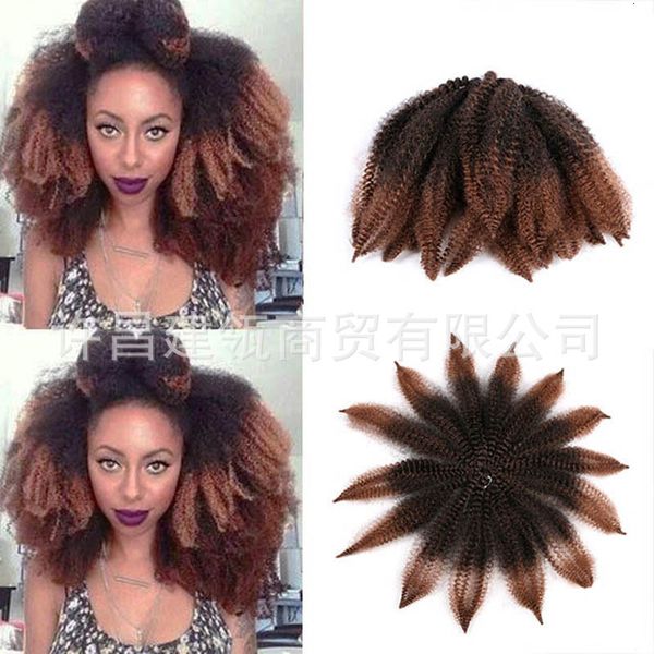 

fluffy fashion chemical fiber wig kinky curly 8 inch caterpillar, Black
