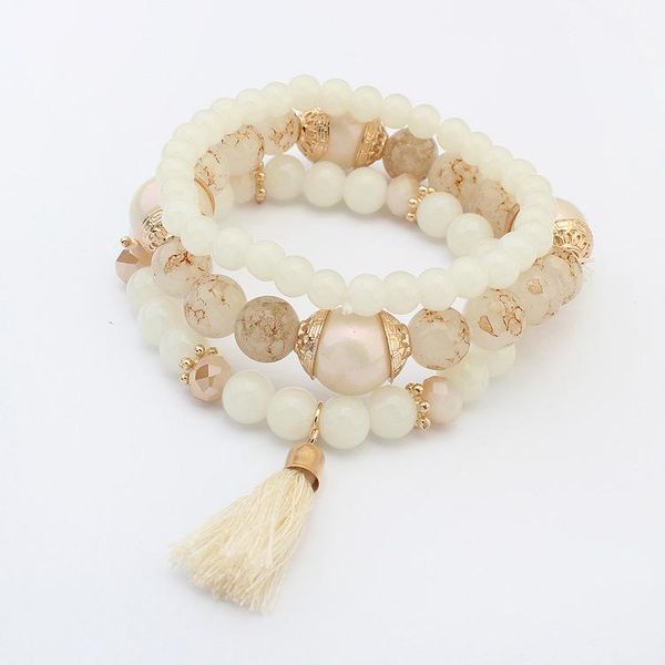 

charm bracelets ladies beaded bracelet set bohemian sweet stretch hand strap fresh joker jewels good friends gifts, Golden;silver
