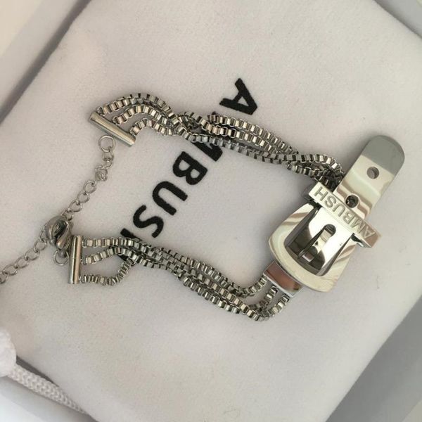 

link, chain titanium steel bracelets men women bracelet metal buckle with original gift box cloth bag accessories, Black