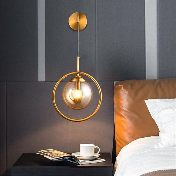 

nordic glass ball led wall lamp bedroom sconce lights retro lighting luminaire