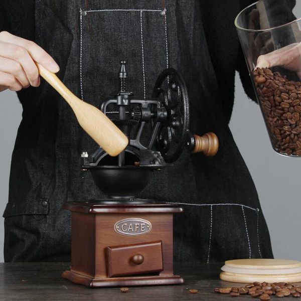 

manual coffee grinders retro large wheel bean grinder hand mill vintage grinding machine