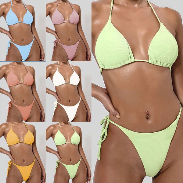 

pure color mini fresh bikini swimsuit for women y1033, White;black