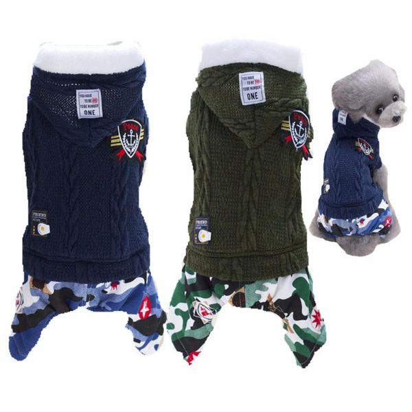 Köpek Giyim Y93 Kalınlaşmak 4 Bacaklar Pet Kazak Tulum Kış Sıcak Yavru Yün Ceket Pantolon Giysileri S için XXL Teddy Aşağı Giyim