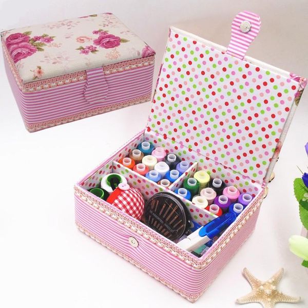 

party favor multifunction pink cloth box sewing kit needle tape scissor threads wedding gifts for home & travelling