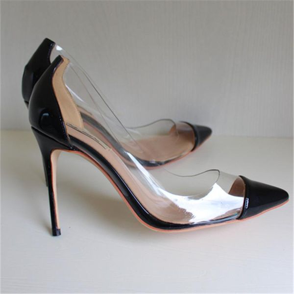

fashion women pvc black patent leather poined toe stiletto high heel pump high-heeled shoes wedding dress