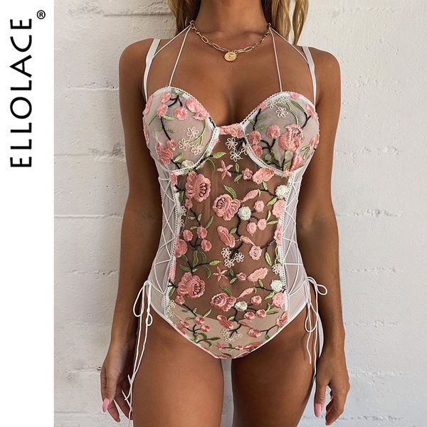 

embroidery lace body women fitness bodysuit sleeveless bodycon rompers see through overalls 2021 new wholesale, Black;white