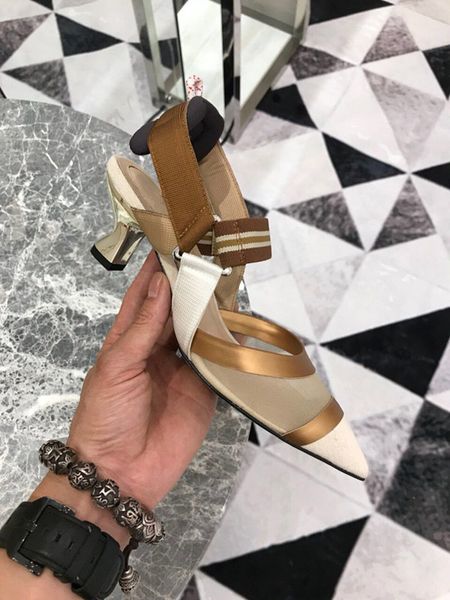 

80% off store online 2021 summer mesh gladiator strip sandals women stripe patchwork elastic strappy pointy toe slingback high heels shoes w, Black