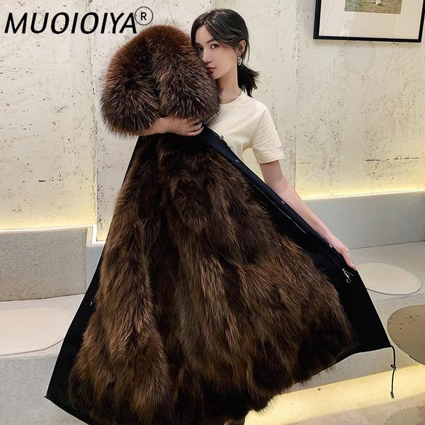 

women's fur & faux real coat female raccoon liner woman parkas 2022 winter clothes women luxury collar warm overcoat 208, Black