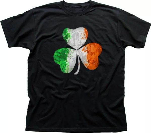 

Irish lucky Clover Leaf IRELAND St Patrick's black cotton t-shirt 9304 size 4XL, White;black