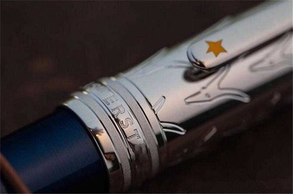 

promotion petit prince blue and silver ballpoint pen / roller ball exquisite office stationery 0.7mm ball pens for christmas gift no box, Blue;orange