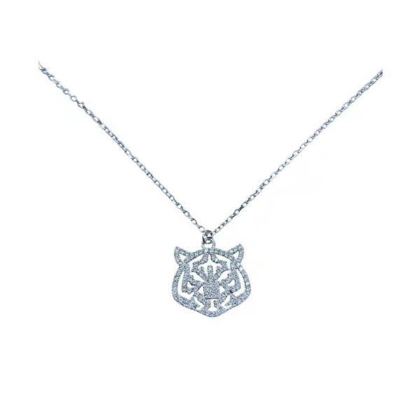 

women's sterling silver necklace tiger head shape diamond bone chain simple accessories