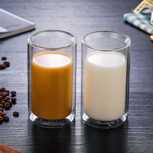 

double wall heat insulation glass coffee mug cappuccino latte milk cups household transparent beer wine glasses