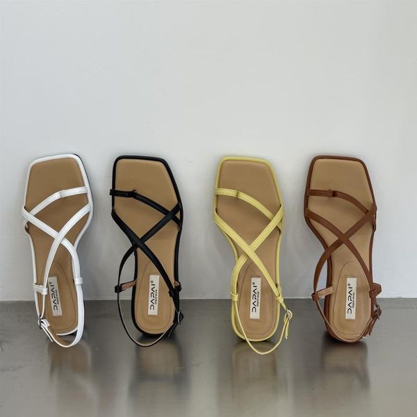 

sandals low woman leather low-heeled rome fabric slides hoof heels rubber, Black