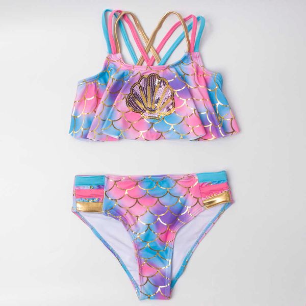 Çok Stil Çocuk Bikini Set Balık Terazi Kızlar Mayo Mayo Yaz Kız Bikini Çocuk Biquini Infantil Mayo 210621