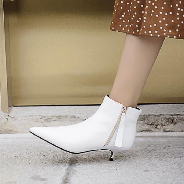 

boots heel, elegant leather pointed beautiful shoes work velvet middle size, Black