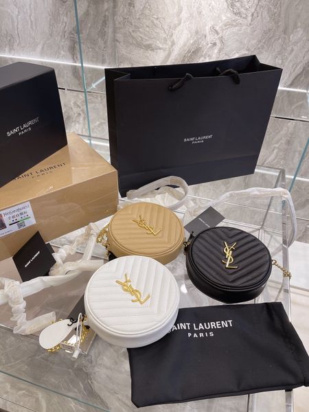

saint laurent luxury designer 5a quality shoulder bag tote genuine leather ysl round cake women's men crossbody bags handbags wallet ha