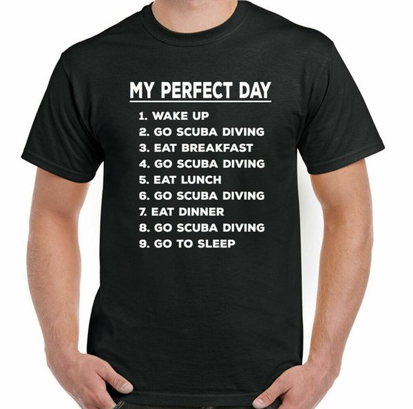 

diving t-shirt diver my perfect day man fun sea equipment gears, White;black