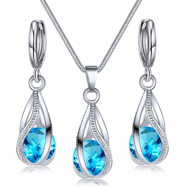 

earrings & necklace set jewellery sets for women kids girls prom jewelry green wholesale, Silver