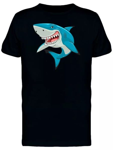 

Toothy Blue Shark Cartoon Tee Men's -Image by Shutterstock, White;black