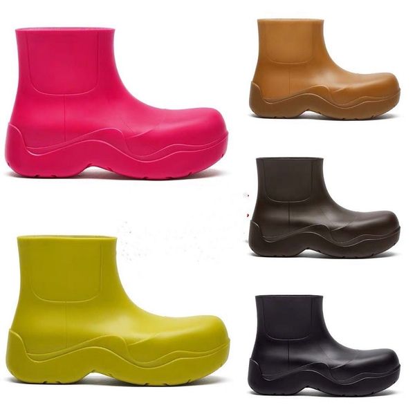 GAI GAI GAI Botas femininas doces cores sólidas rosa triplo preto bule pistache amarelo gelo plataforma fashion bota cano curto Martin bico redondo à prova d'água confortável