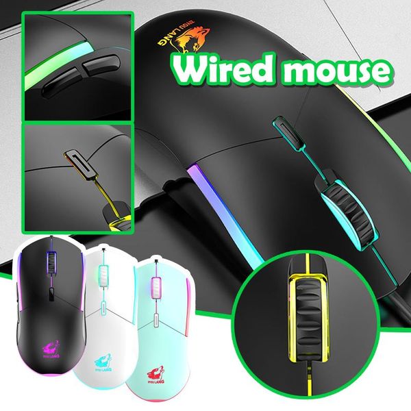 

gaming mouse color lighting optical 2400dpi adjustable office entertainment for deskpc gamer mice