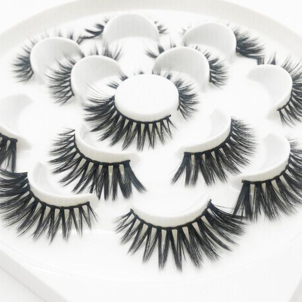 

false eyelashes 7 pairs 3d 8mm to17mm natural black handmade fake strip lashes long lash extension makeup tools wholesale items