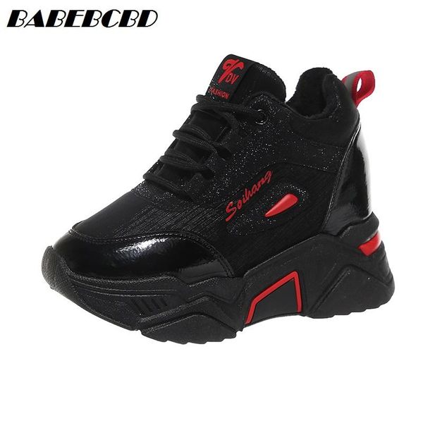 

black torre shoes women ins tide 2021 autumn and winter sneakers plus velvet joker thick bottom heighten women's 9cm dress