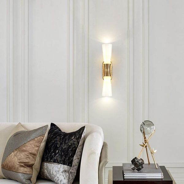 

zinc alloy material, american gold leaf living room wall lamp, glass lampshade, corridor staircase bedroom bedside lamp