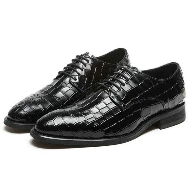 

dress shoes british business leather men's singles crocodile wedding banquet, Black