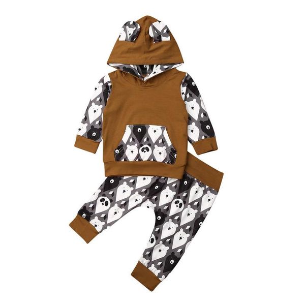 

clothing sets 2pcs born baby girl boy tracksuit hooded + long pants outfits clothes set infant 0-24 months, White