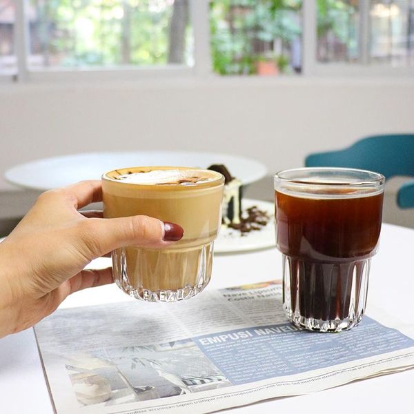 

striped clear glass cup coffee drink water breakfast tea milk cute korean style vasos de vidrio kitchen dining bar eb5bl wine glasses