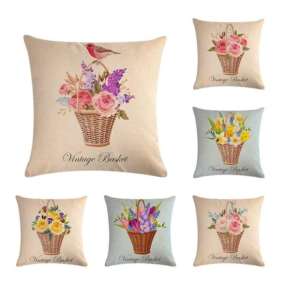 

decorative vase & basket cushion cover,capa de dlmofada cojin sofa car bedding throw pillow case for zy1089 cushion/decorative