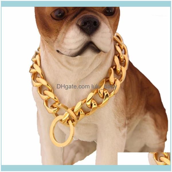 

chains necklaces & pendants jewelrychains gold tone stainless steel training dog collar 19mm wide fancy slip chain for large dogs pitbull do, Silver
